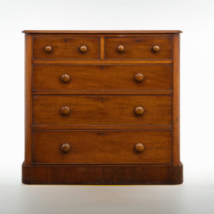 VICTORIAN MAHOGANY TWO OVER THREE CHEST OF DRAWERS RWI8954